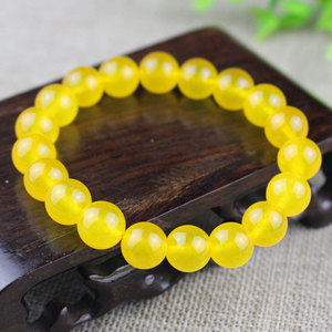 Yellow Chalcedony Beaded <b>Bracelet</b> 12mm 10mm 8mm Round <b>Ball</b> Shape Ethnic Style Everyday Wear Jewelry for Men Women - Product Image 1