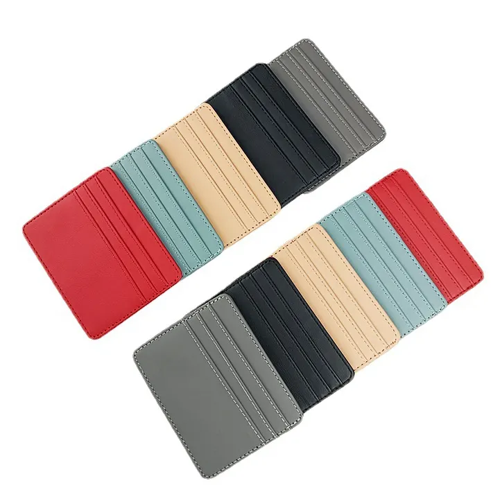 Gros PU Titulaire de la Carte En Cuir Portefeuille Cartes De Crédit Solide Couleur Mince Petit Sac À Main Pour Femmes Hommes 2-6 Emplacements Acceptent Logo Personnalisé