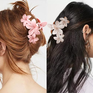Pince à cheveux grande taille 11 cm en plastique mat, motif fleur de frangipanier 3D, forte adhérence antidérapante, accessoires de mode pour femmes - Product Image 5