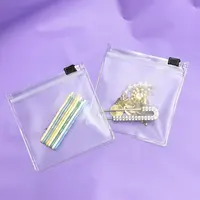 Bolsa de sellado con logotipo de impresión personalizada, cierre de cremallera pequeño, plástico esmerilado, PVC, con cremallera para embalaje de joyería