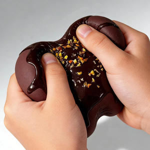 Jouet anti-stress souple en PU à remontée lente, en forme de petit pain rond avec crème au chocolat, pour enfants, pour jeu d'imitation de dessert - Product Image 3