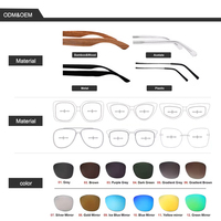 Vente en gros de lunettes design pour hommes, monture en caoutchouc avec logo personnalisé, lunettes de soleil polarisées, lunettes de soleil en bois de bambou avec étui
