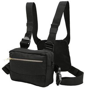 Sac de poitrine à fixation frontale pour la course à pied, le sport et les activités de plein air, sac à dos imperméable en polyester noir, capacité 20L, sac de jogging - Product Image 1