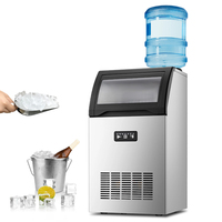 Macchina Professionale per Produzione Ghiaccio 130 Libbre/24H, Capacità di Stoccaggio 33 Libbre, Display Digitale LED