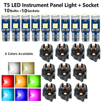 Kit d'éclairage intérieur de voiture T5 3030 3SMD LED pour tableau de bord, éclairage du panneau d'instruments avec prises, lampe latérale automobile DC 12V