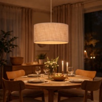 Vente flash : Lampes suspendues en lin de couleur crème, style européen, lampes suspendues modernes pour salle à manger, îlot de cuisine