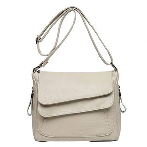 Bolsos de mano de cuero sintético PU de 4 piezas al por mayor 2025, elegantes bolsos cruzados de color liso estilo bohemio - Product Image 1