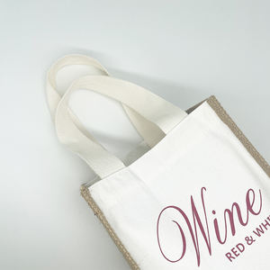 Custom Cartoon Printed Linen Cotton PP Woven Zipper Tote <b>Bag</b> Economical Folding Style Jute Handled <b>Wine</b> Bottle Packaging - Product Image 3