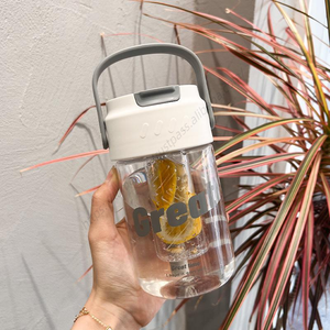 Bouteille d'eau en plastique portable grande capacité avec filtre et paille, transparente, pour le thé – Vente en gros à chaud - Product Image 5