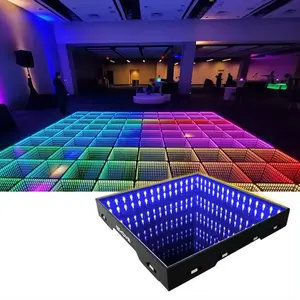 2024 3D Neon Pixel Rgb White Starlit Light Mirror Led Dance Floor Mat Led Mirror Dance Floor For Wedding Disco Outdoor