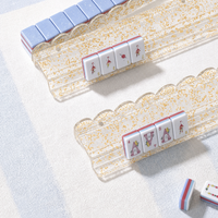Support de tuiles de mahjong en acrylique effet feuille d'or, 20 pouces, bord ondulé festonné, accessoires de mahjong américain, vente en gros, direct usine