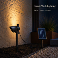 Projecteur solaire extérieur pour jardins, patios et allées, 50 lumens, LED 3000K avec tête réglable et panneau séparé