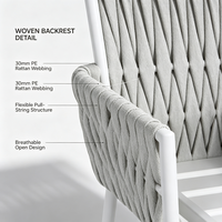 Chaise de salle à manger en aluminium tressé pour l'extérieur, fauteuil de patio résistant aux intempéries pour jardin, cour, balcon, café