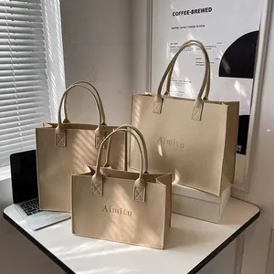 Borsa Tote in feltro con Logo personalizzato borsa Shopping monospalla di grande capacità ecologica dai colori vivaci