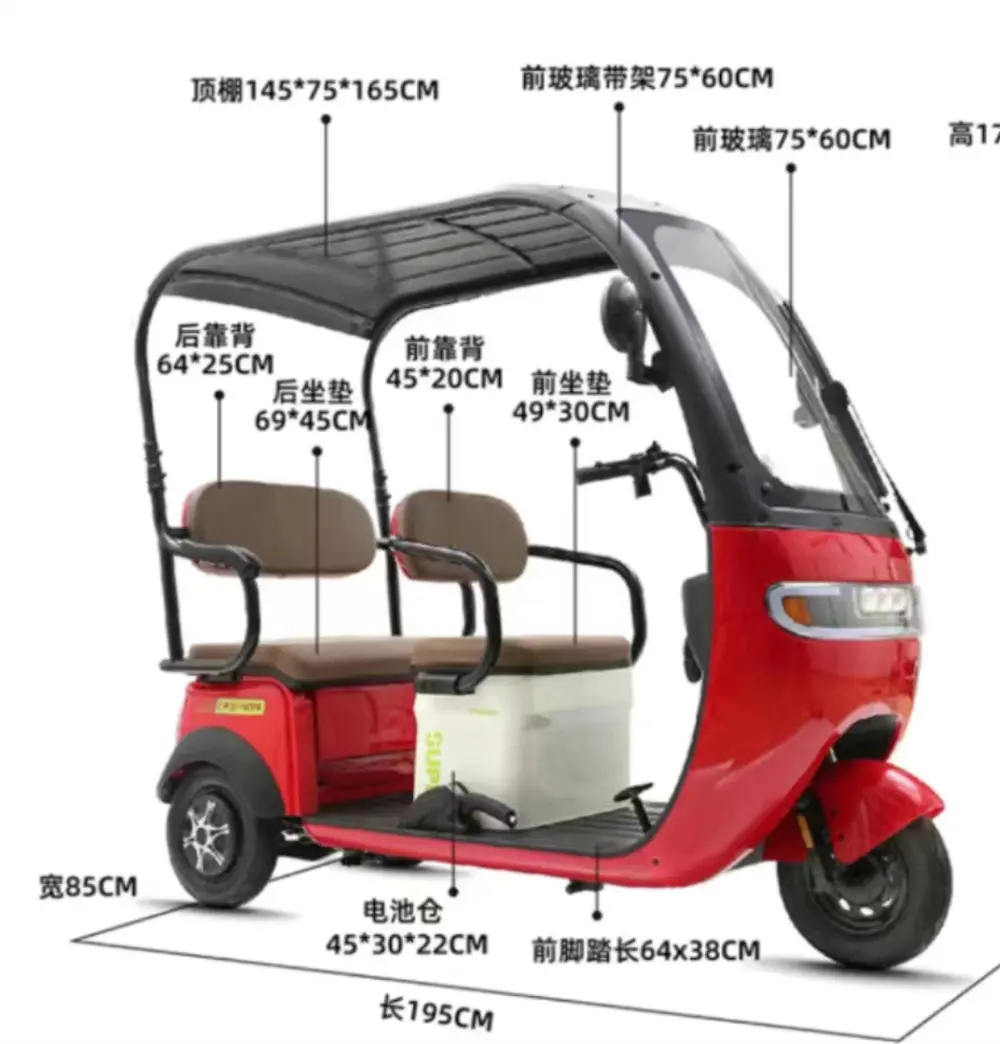 2024大人のためのキャノピー付きの新しい大人の乗客Moteurスクーター電動三輪車