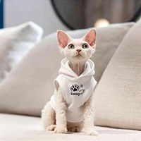 OEM ODM Sweat à capuche sans manches pour chat Sphynx, motif patte et lettres, vêtements pour chat Sphynx, gilet à capuche pour chat sans poils, haut pour chaton, vêtements pour animaux de compagnie
