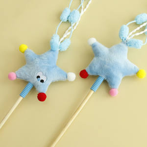 Stelle lune lunghe aste per gatti Teaser Stick nappe giocattoli interattivi per gatti in peluche color caramella - Product Image 2