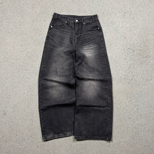 <span class=keywords><strong>Jeans</strong></span> Baggy Vintage Neri Personalizzati OEM per Uomo, Pantaloni in Denim Sbiadito a <span class=keywords><strong>Gamba</strong></span> <span class=keywords><strong>Larga</strong></span> per Brand di Abbigliamento Streetwear - Product Image 1