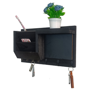 Porta posta in legno a <span class=keywords><strong>parete</strong></span> con mensola e ganci Organizer <span class=keywords><strong>da</strong></span> cucina per la corrispondenza porta chiavi - Product Image 6