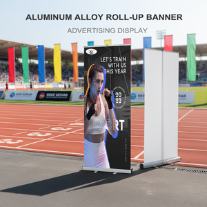 لافتة إعلانية قابلة للسحب بإطار من الألومنيوم والفولاذ، سهلة التركيب بدون أدوات، خلفية إعلانية محمولة قابلة للطي، الأكثر مبيعًا - Product Image 1