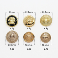 Kancing Emas Custom untuk Pakaian, Lapisan Paduan Seng Ramah Lingkungan, Motif Jamur, Ukuran Besar 23MM, Kancing Mantel, OEM ODM Garmen