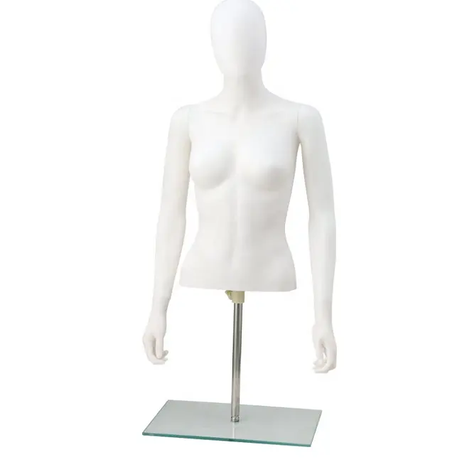 مانيكانات بلاستيكية حريمي رخيصة مقاس كبير بيضاء الجزء العلوي من الجسم مع رأس