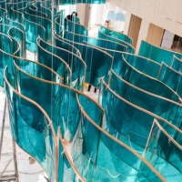 JYLIGHTING Lustre moderne SAA CE Blue Wave personnalisé, long lustre pour plafond haut, idéal pour salle de réception, hôtel