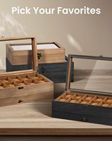 Boîte à montres de luxe en bois, emballage de luxe pour montres, boîte à montres en bois à 2 niveaux avec doublure en velours doux, boîte à montres en bois avec couvercle en verre