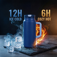 Mug isotherme Everich en acier inoxydable 304 de 765 ml, double paroi, anti-fuite, avec couvercle à paille rabattable et poignée, idéal pour les voyages en extérieur, personnalisable