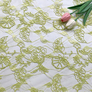 Tela de encaje africana nigeriana verde con bordado de cordón, encaje de ganchillo hueco para accesorios Aso Ebi, vestido de novia - Product Image 2