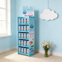 Présentoir de sol en carton personnalisé, présentoir de vente au détail multi-niveaux pour produits de sucettes pour bébés, promotion en supermarché et centre commercial