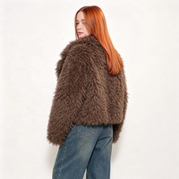Veste Courte Femme Zeyu en Fausse Fourrure à Revers, Chaude et Moelleuse pour l'Hiver, Manteau Ouvert sur le Devant, Manteaux en Fausse Fourrure Écologiques pour Femme ODM