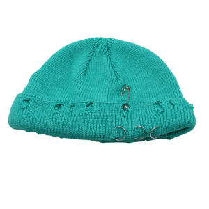<span class=keywords><strong>Amazon</strong></span> coréen nouvelle couleur unie tricot chapeau tendance anneau broche hip hop <span class=keywords><strong>laine</strong></span> chapeau automne hiver yuppie froid chapeau - Product Image 2