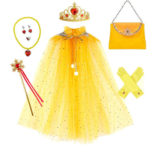 Ensemble de déguisement de princesse des neiges MS Ice Snow : cape, diadème, couronne, baguette magique, collier, boucles d'oreilles, bague, sac et gants pour fille - Product Image 4