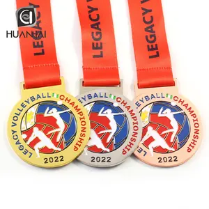 Maßge schneiderte vergoldete Metall Emaille Logo Nigeria Sport Volleyball Medaille Produzent