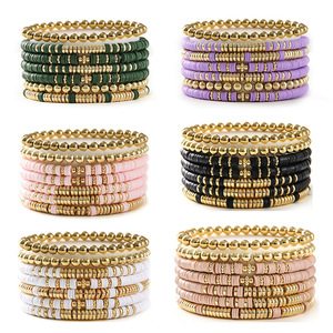 Polymer Clay Stacking <b>Bracelet</b> Set Bohemian Style Colorful Beaded <b>Bracelets</b> For Women Gift Jewelry Yiwu Origin - Product Image 1