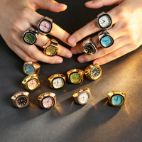 Montre bague personnalisée avec logo, style vintage punk rétro, cadran numérique, quartz, Y2K, argentée, mini montre bague carrée pour hommes et femmes