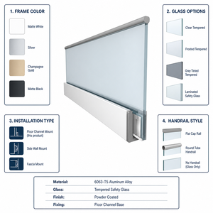 Balustrade en verre sans cadre sur pied avec cadre en aluminium, base en verre trempé, <span class=keywords><strong>prix</strong></span> usine B2B en gros - Product Image 4