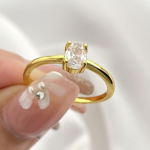 Wholesale Fashion Simple 18K Gold Plated 3A Cubic Zirconia <b>Adjustable</b> <b>Ring</b> Women - Product Image 1