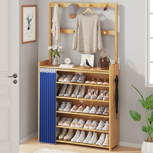 Wan Yusen Entryway Shoe Rack Multi Tier Dustproof Storage <b>Shelf</b> For Home Dormitory Large Capacity Shoe Organizer With <b>Hooks</b> - Product Image 1