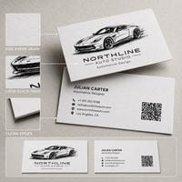 Cartes de visite minimalistes noir et blanc, impression personnalisée recto-verso avec code QR pour l'image de marque de l'industrie automobile