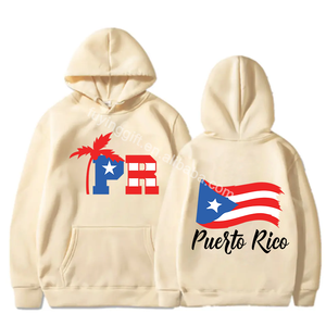 Sweat-shirt à capuche unisexe en polyester avec drapeau de Porto Rico, fierté portoricaine, imprimé personnalisé, décontracté - Product Image 2