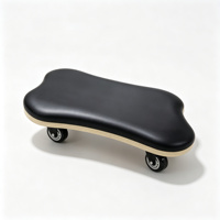 Rouleau d'exercice Pilates Orbit en bois durable avec surface rembourrée en cuir microfibre - Planche multifonctionnelle rembourrée