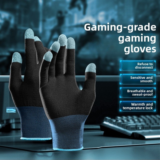 New Style Blue Gaming Gloves 24-Pin Silver Fiber Ultra-Thin Sweat-Proof Touchscreen Phone Non-Slip E-Sports Model Honor