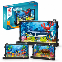 Set de Bloques de Construcción de Acuarios al por Mayor, Ladrillos de Exhibición de Animales Marinos con Temáticas de Tiburón, Medusa y Tortuga Marina, Juguete Educativo STEM para Niños