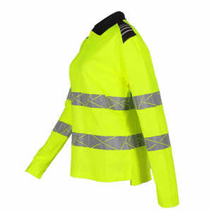 เสื้อโปโลแขนยาวสำหรับทำงานตาข่ายโพลีเอสเตอร์ถักกลางแจ้งมองเห็นได้ชัดเจน - Product Image 5