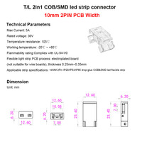 Connecteur en L transparent sans soudure à 2 broches pour bande LED, adaptateur d'angle pour bande à bande pour ruban LED COB SMD monochrome