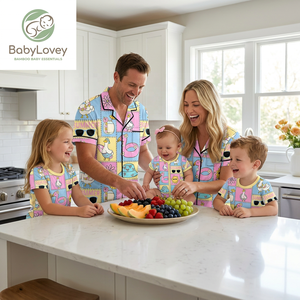 Babylovey Pijamas Familiares Personalizados de Lujo en Viscosa de Bambú, Ropa de Dormir Suave para Papá, Mamá y Niños - Product Image 4