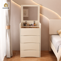 Table de toilette moderne en bois HarmTai avec miroir LED, table de maquillage pour chambre à coucher, rangement multi-tiroirs, gain de place