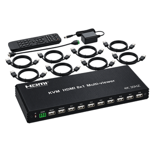 Commutateur multi-visionneur HDMI KVM 8x1 4K 30Hz, 8 entrées 1 sortie, télécommande IR, contrôle du clavier et de la souris USB - Product Image 3